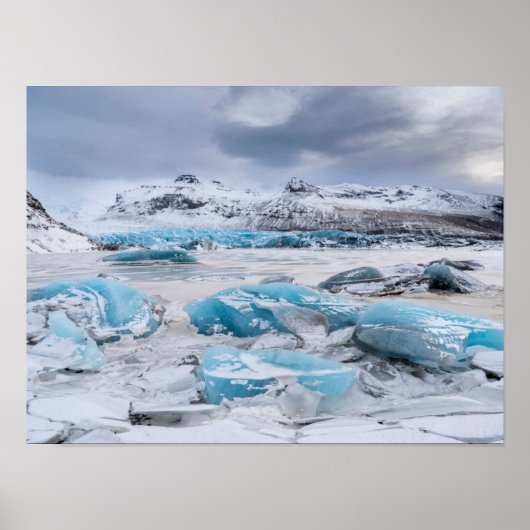 Gletsjer ijs landschap, IJsland Poster (Voorkant)