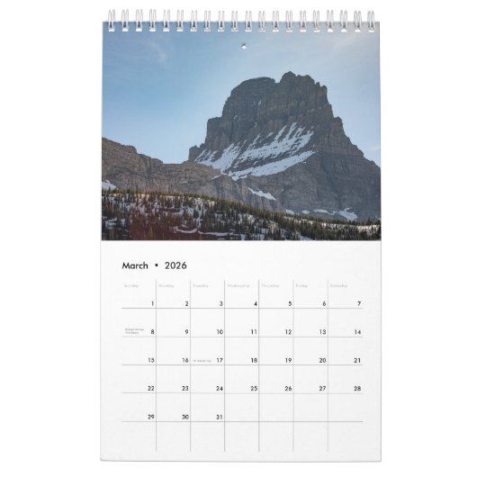 Gletsjer Montana Kalender (Mar 2026)