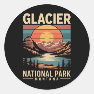 Gletsjer Nationaal Park Beer Vintage Montana Wande Ronde Sticker