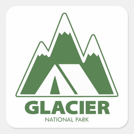 Gletsjer Nationaal Park Bergen Kamperen Vierkante Sticker (Voorkant)