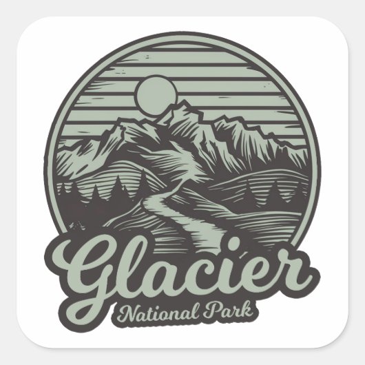 Gletsjer Nationaal Park Bergpad Vierkante Sticker (Voorkant)