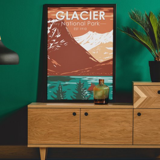 Gletsjer Nationaal Park Montana Vintage Poster