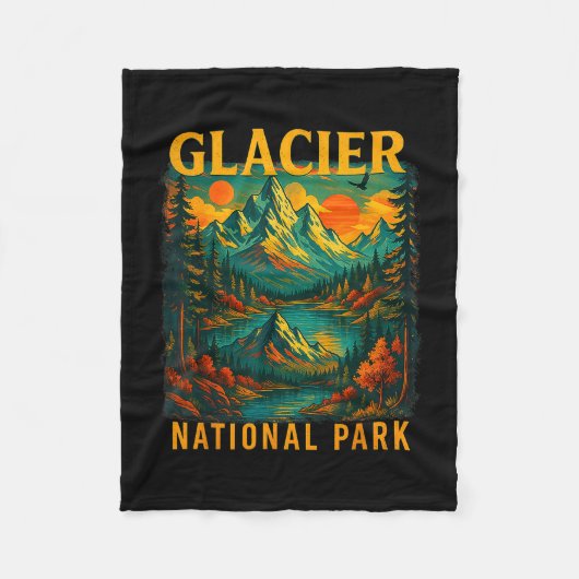 Gletsjer nationaal park retro berg reizen fleece deken (Voorkant)