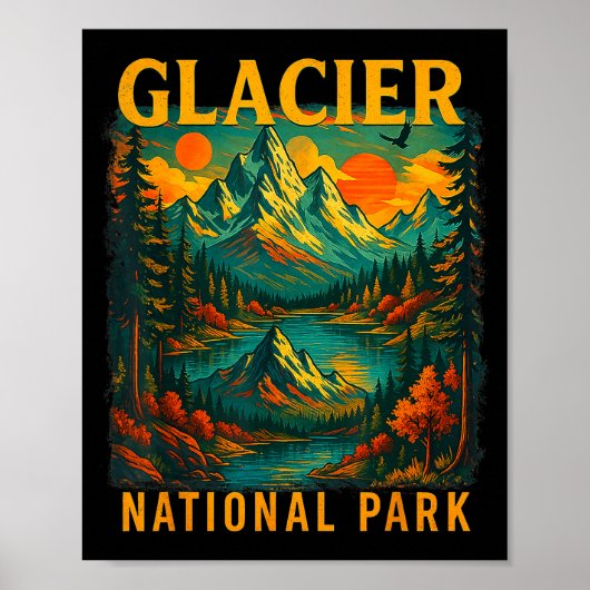 Gletsjer nationaal park retro berg reizen poster (Voorkant)