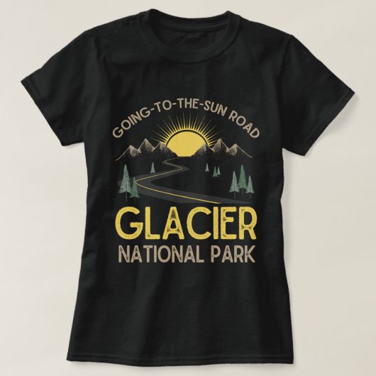 Gletsjer National Park Retro T-shirt (Design voorkant)