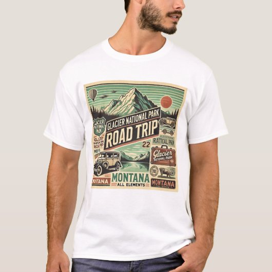  gletsjer National Park Road Trip: Montana T-shirt (Voorkant)