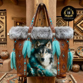 Gletsjer Teal Wolf Portret Tissuepapier
