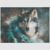 Gletsjer Teal Wolf Portret Tissuepapier (Voorkant)