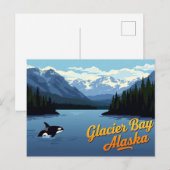 Gletsjerbaai Alaska Walvis Retro Kunst Briefkaart (Voorkant / Achterkant)