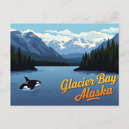 Gletsjerbaai Alaska Walvis Retro Kunst Briefkaart (Voorkant)
