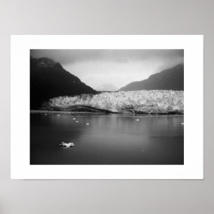 Gletsjerbaai Alaska Zwart en Wit Fotografie Poster