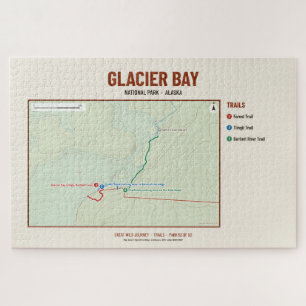 Gletsjerbaai Nationaal Park Wandelkaart Puzzel