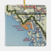 Gletsjerbaai vintage kaart keramisch ornament (Voorkant)
