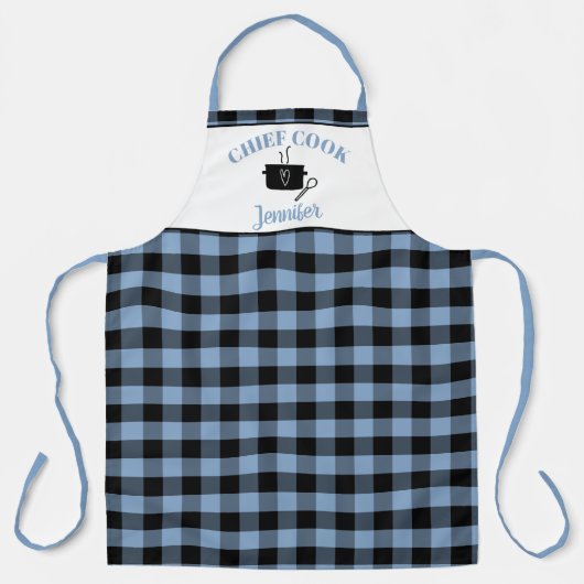 Gletsjerblauw en zwart Cook Buffalo Plaid Pattern Schort (Voorkant)