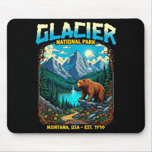 Gletsjernationaal Park Montana Usa Retro Vintage N Muismat