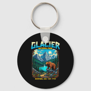 Gletsjernationaal Park Montana Usa Retro Vintage N Sleutelhanger