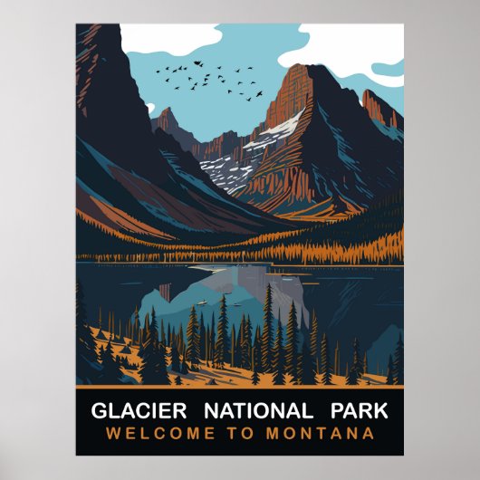 Gletsjernationaal park, MT, Oude Reisposter Poster (Voorkant)