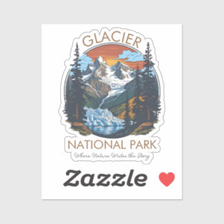 Gletsjernationaal park Retro berg  Sticker