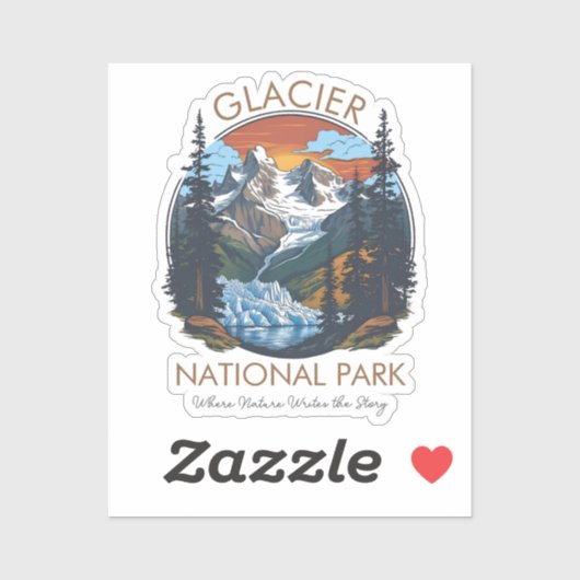 Gletsjernationaal park Retro berg  Sticker (Vel)