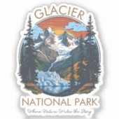 Gletsjernationaal park Retro berg  Sticker (Voorkant)