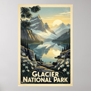 Gletsjernationaalpark Retro Poster