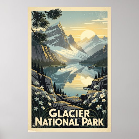 Gletsjernationaalpark Retro Poster (Voorkant)