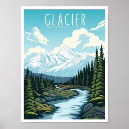Gletsjernational Park Montana USA Reizen Poster