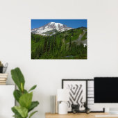 Gletsjersmelt op Mount Rainier Poster (Thuiskantoor)