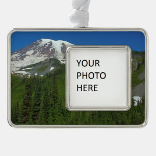 Gletsjersmelt op Mount Rainier Verzilverd Omlijst Ornament