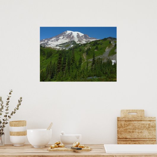 Gletsjersmelting bij Mount Rainier Poster (Keuken)