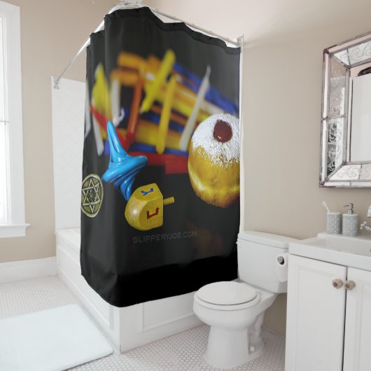 GlibberigeJoe Hanukkah symbolische stilleven vakan Douchegordijn (In situ)