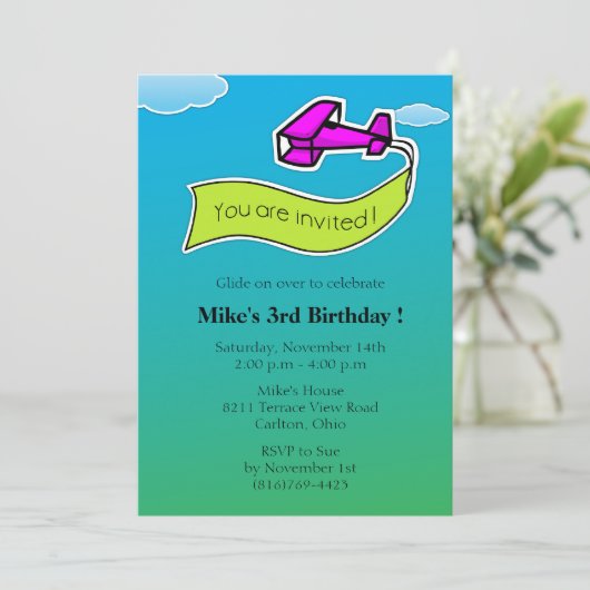 Glider - Birthday Party Invitation Kaart (Staand voorkant)