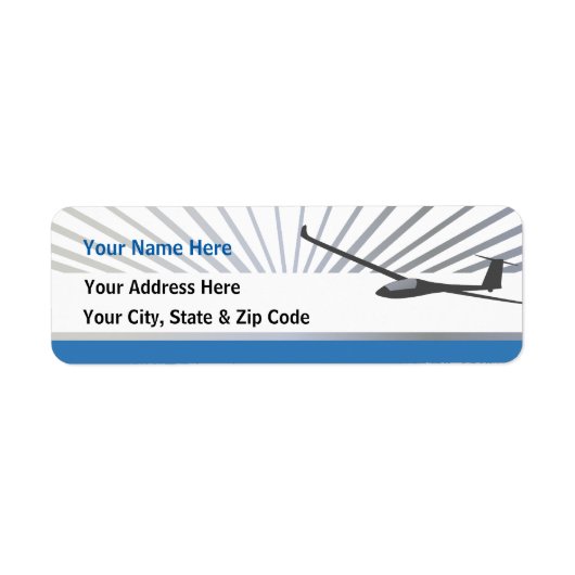 Glider Sailplane Vliegtuig Etiket (Voorkant)