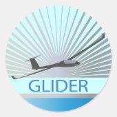 Glider Sailplane Vliegtuig Ronde Sticker (Voorkant)