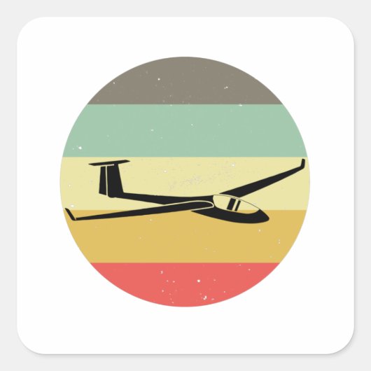 Glider | Vliegende zweefvliegtuigen met drijvende Vierkante Sticker (Voorkant)