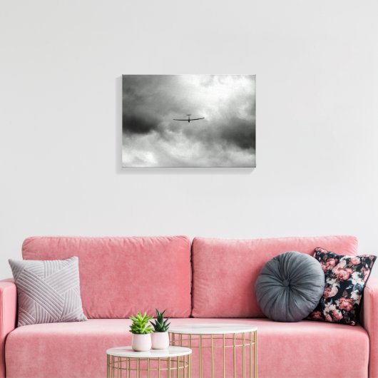 Glider vliegt in de grijze hemel canvas afdruk (Insitu (Woonkamer))