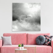 Glider vliegt in de grijze hemel canvas afdruk (Insitu (Woonkamer))