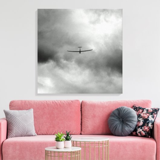 Glider vliegt in de grijze hemel canvas afdruk (Insitu (Woonkamer))