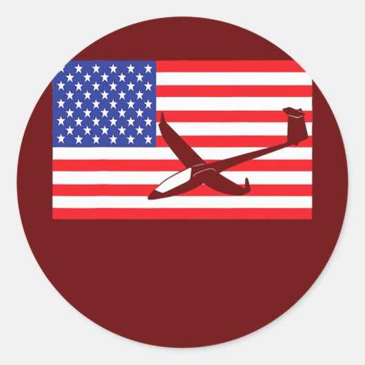 Gliding Airplanes USA American Flag Pilot Glider Ronde Sticker (Voorkant)