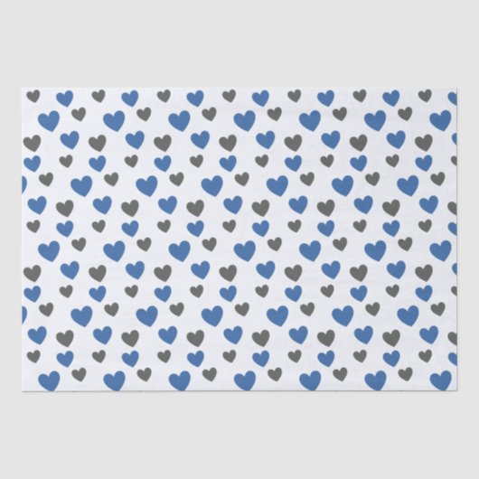 Gliding Hearts - Blauw en Grijs Tissuepapier (Voorkant)