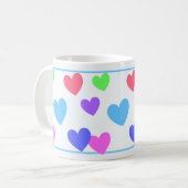 Gliding Hearts - Diverse pastelkleuren op blauw Koffiemok (Voorkant links)