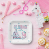 "Gliding into" 9e verjaardag schaatsen partij Papieren Bordje (Feest)