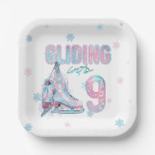 "Gliding into" 9e verjaardag schaatsen partij Papieren Bordje (Voorkant)