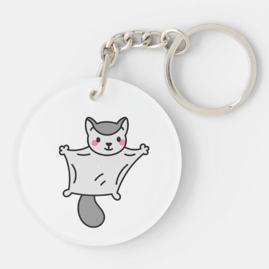 Gliding Sugar Glider Cartoon Art Sleutelhanger (Achterkant)
