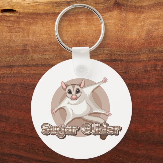 Gliding Sugar Glider Cartoon Art Sleutelhanger (Voorkant)