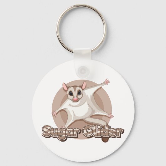 Gliding Sugar Glider Cartoon Art Sleutelhanger (Achterkant)