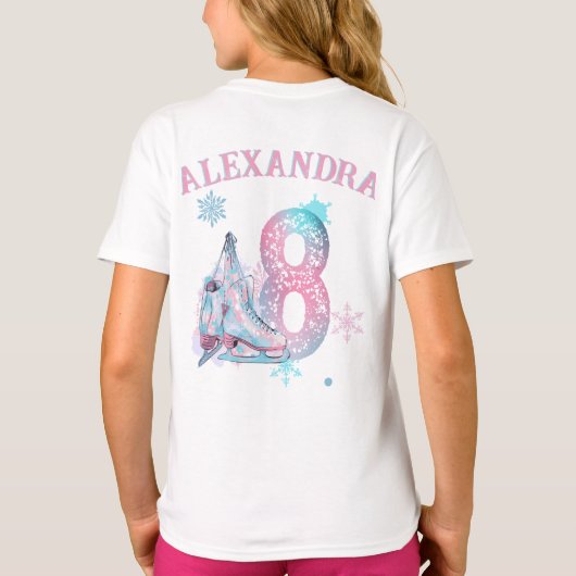 Glijden in 8, kunstschaatsen verjaardag t-shirt (Achterkant)