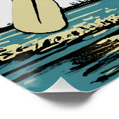 Glijden, rijden en surven op sup paddle board perfect poster (Hoek)