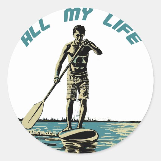 Glijden, rijden en surven op sup paddle board ronde sticker (Voorkant)