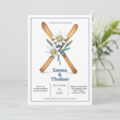 Glijdend in Forever Ski Edelweiss Flower Wedding Kaart (Staand voorkant)